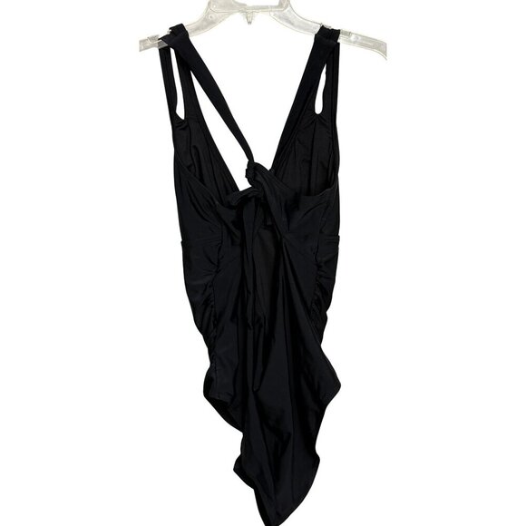 CupShe Black Plunge Paneling Cross Tie Back One Piece Swimsuit - Size XL - NWT - Picture 3 of 9